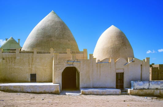 Mud brick beehive adobe houses, loam buildings in the Wadi  Hadramaut, south Yemen