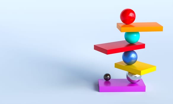spheres and platforms in balance. 3d render