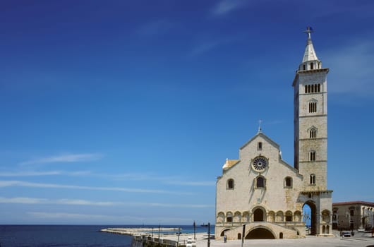 scenic cathedral of Trani at the harbor area