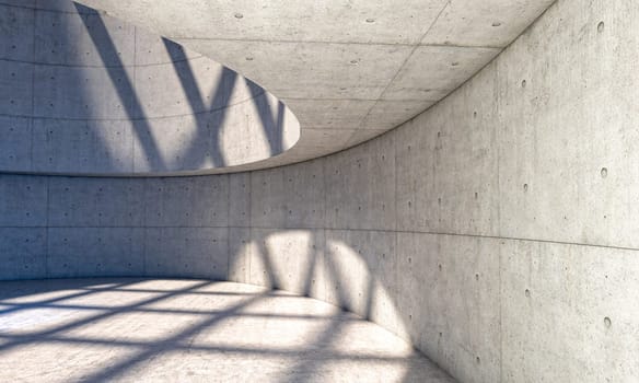 abstract modern curved concrete interior. 3d render