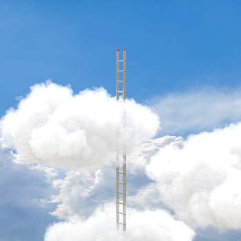 metal ladder crosses the clouds. 3d render