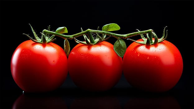 bunch of fresh cherry tomato on a black background .