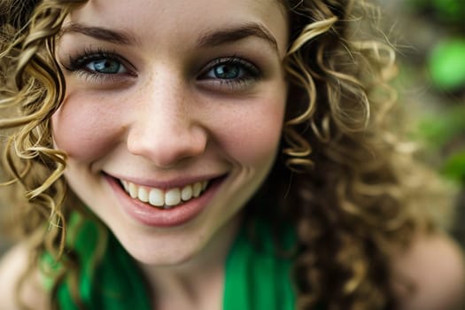 happy young woman at St. Patrick's Day portrait close-up .St. Patrick's Day