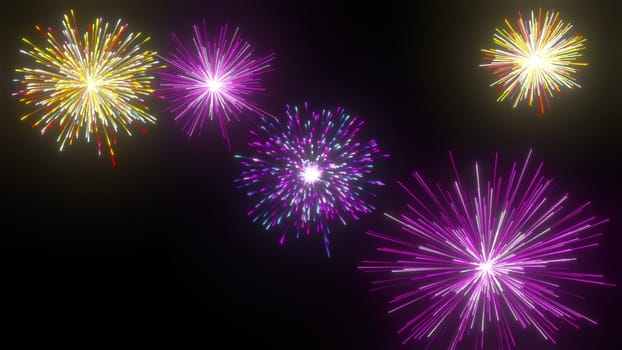 Colorful fireworks on black background