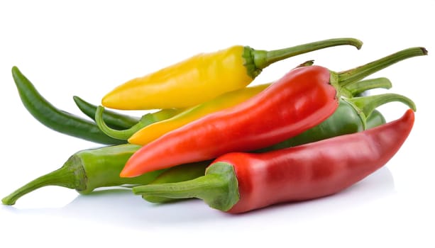 Hot chili peppers isolated on white background. AI generated