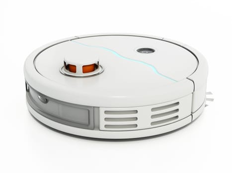 Robot vacuum cleaner isolated on white background. 3D illustration.