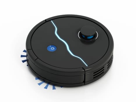 Robot vacuum cleaner isolated on white background. 3D illustration.