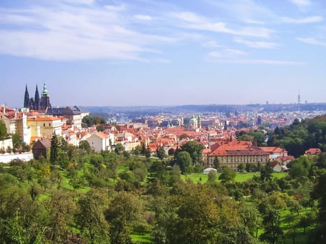 Prague, Czech Republic - August 23, 2016: Attractions of city Prague. Statues and monuments. Historical Buildings