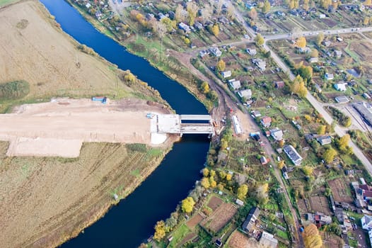 Vologda City bird's-eye view. Aerophotographing Vologda. Houses and buildings of the city.