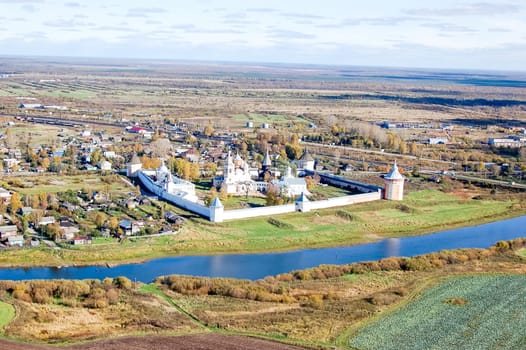 Vologda City bird's-eye view. Aerophotographing Vologda. Houses and buildings of the city.