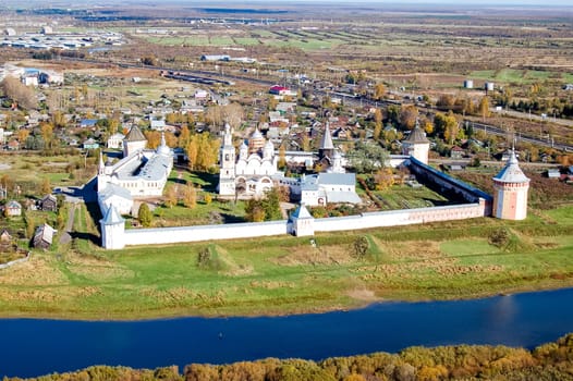 Vologda City bird's-eye view. Aerophotographing Vologda. Houses and buildings of the city.