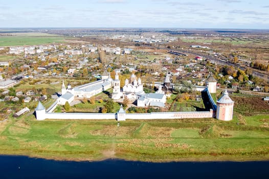 Vologda City bird's-eye view. Aerophotographing Vologda. Houses and buildings of the city.