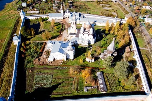 Vologda City bird's-eye view. Aerophotographing Vologda. Houses and buildings of the city.