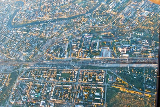 Vologda City bird's-eye view. Aerophotographing Vologda. Houses and buildings of the city.