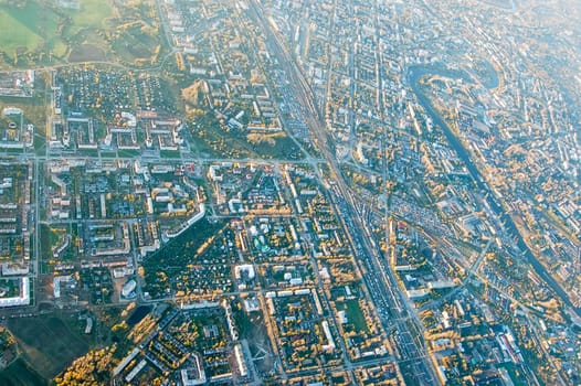 Vologda City bird's-eye view. Aerophotographing Vologda. Houses and buildings of the city.