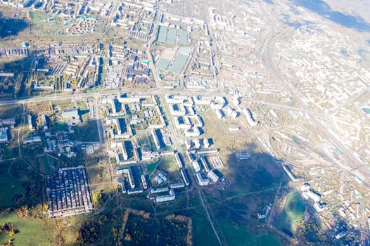 Vologda City bird's-eye view. Aerophotographing Vologda. Houses and buildings of the city.