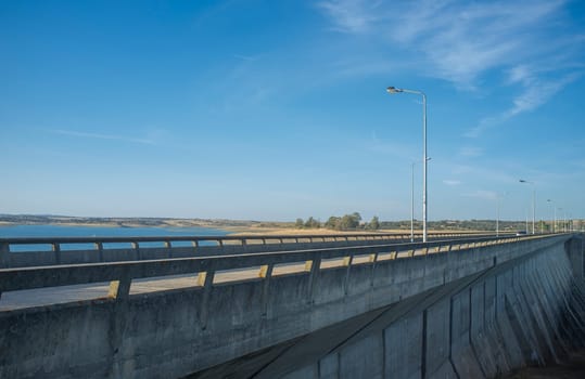 Barragem do Caia road, Campo Maior, Alentejo, Portugal. Buttresses side view