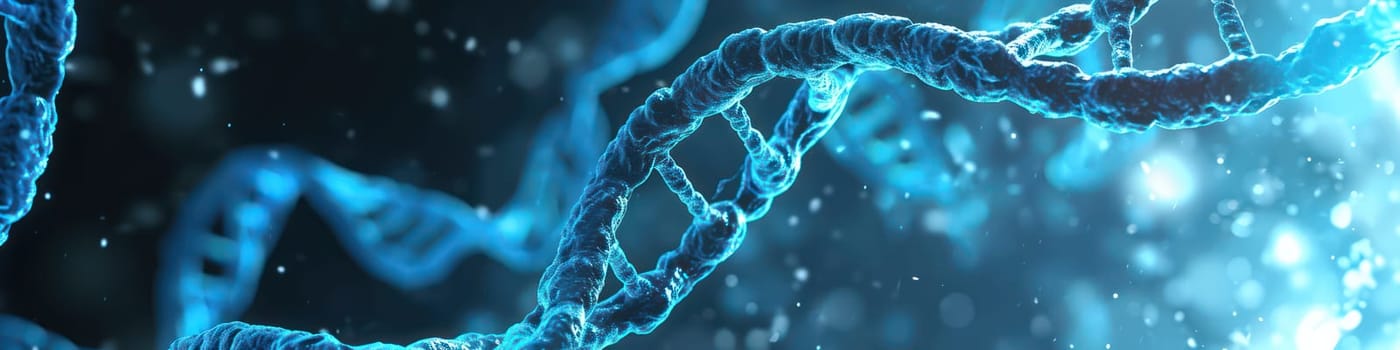 Abstract blue DNA molecular tech background. Generative AI design