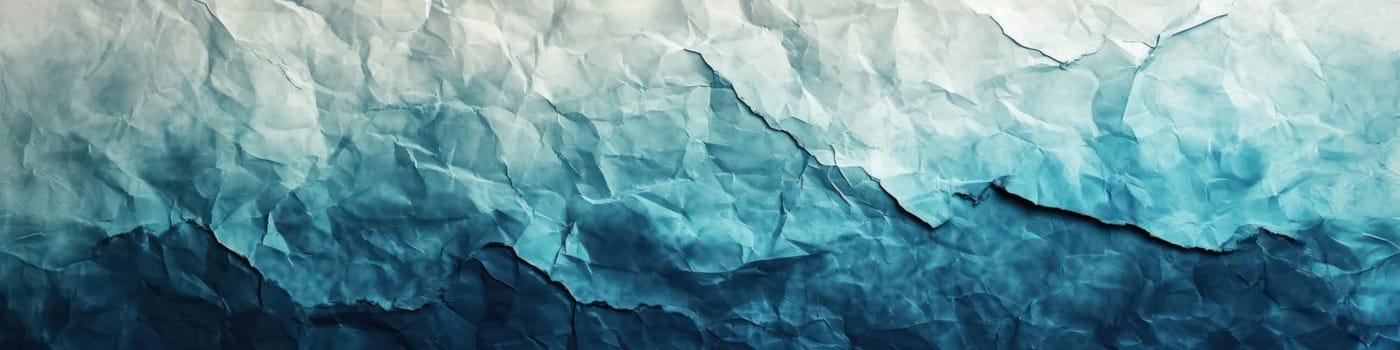 Blue old torn crumpled paper, abstract background. Generative AI banner