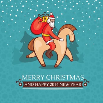 Christmas cute baby card with santa claus vector illustration