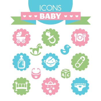 collection of universal baby icons vector illustration