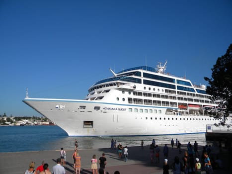 New Orleans, USA - June 23, 2011: Azamara Quest, tourist liner in the port. Big tourist ship