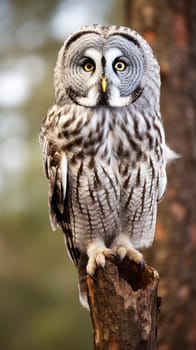 An owl perches silently on a tree branch against a backdrop of vibrant autumn colors.