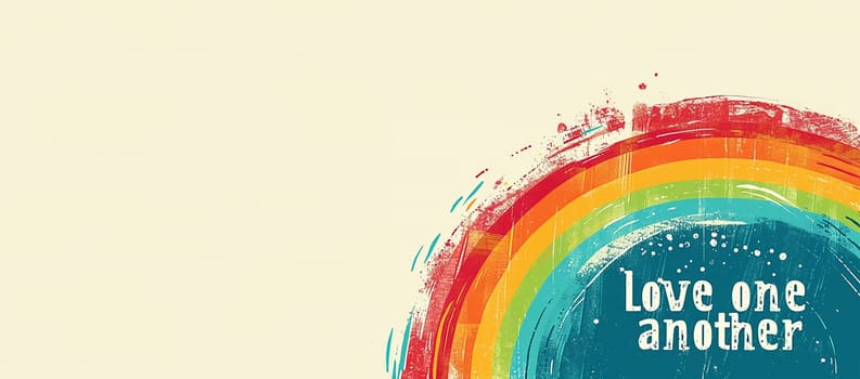Rainbow with the text "Love one another"" Relationships,love,romance, LGBTQ, emotions background. Copy space Family"