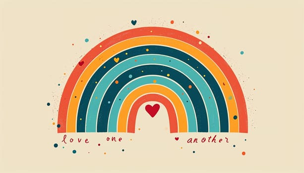 Rainbow with the text "Love one another"" Relationships,love,romance, LGBTQ, emotions background. Copy space Family"