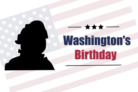 Hand drawn sketch banner of george washington silhouette. Vector illustration isolated. Minimalistic design.