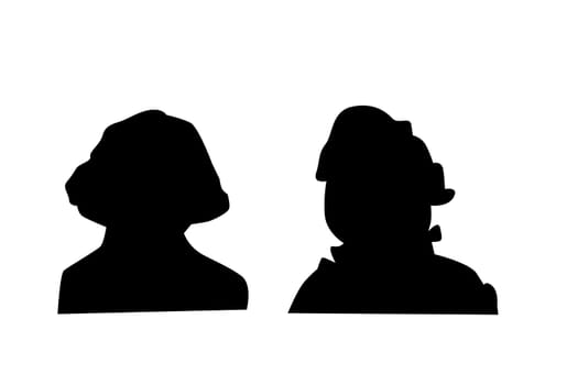 George Washington, first President of the United States . Hand drawn vector silhouettes isolated.