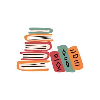 Stack of books in cartoon retro style. vintage style. Can used for world books day banner. Can used for Education, library background.