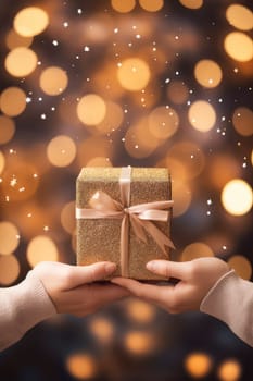 A person holds a beautifully wrapped gift box with a bow, ready for a special occasion.