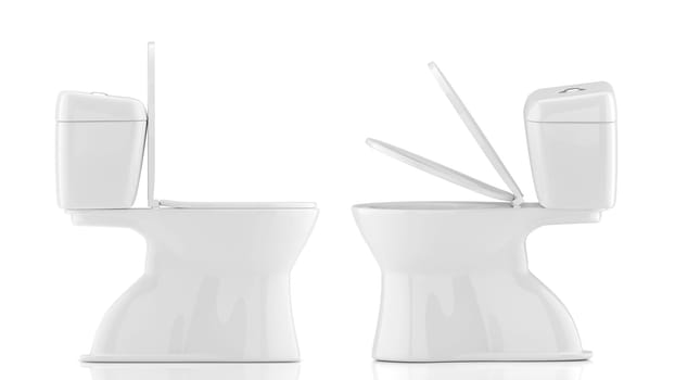 Toilet bowls on white background