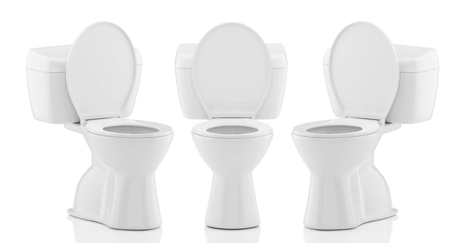 Toilet bowls on white background