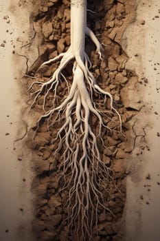 Section soil tree root nature land banner. Farm wealth. Generate Ai
