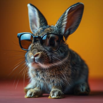 Easter bunny or rabbit portrait with cool sunglasses, holiday in spring