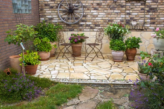 beautiful place in the garden in the mediterranean style - rustical garden