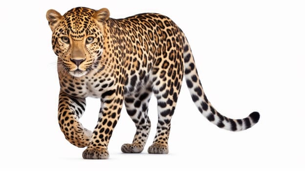 Majestetic Leopard isolated on white background. artificial art