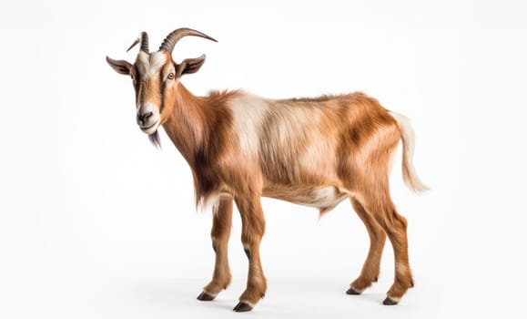 Curious goat isolated on white background. generative ai