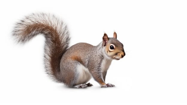 Beautiful Squirrel with copyspace isolated on white background. artificial art