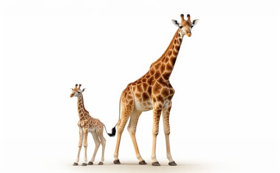 Giraffe with Calf isolated on white background. artificial art