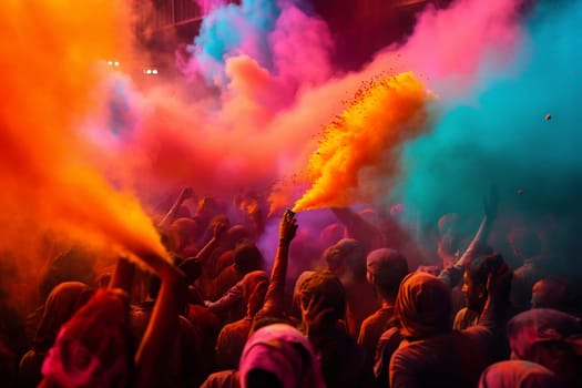 Persons with a enjoying Holi festivities.