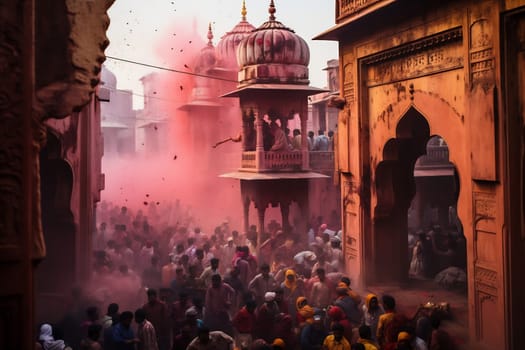 Persons with a enjoying Holi festivities.