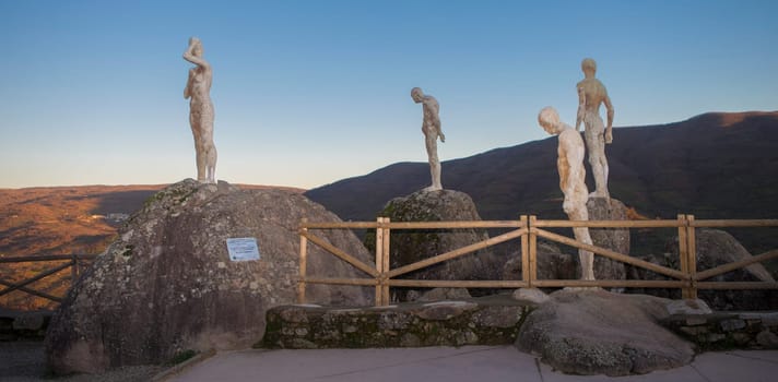El Torno, Spain - Jan 21st, 2024: Mirador de la Memoria. El Torno, Caceres, Jerte valley viewpoint. Sculpted by Francisco Cedenilla Carrasco, 2009