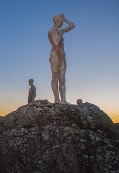 El Torno, Spain - Jan 21st, 2024: Mirador de la Memoria. El Torno, Caceres, Jerte valley viewpoint. Sculpted by Francisco Cedenilla Carrasco, 2009
