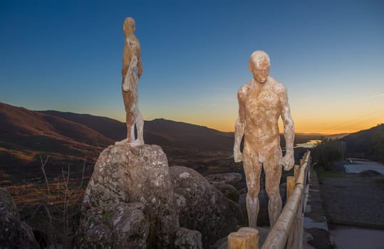El Torno, Spain - Jan 21st, 2024: Mirador de la Memoria. El Torno, Caceres, Jerte valley viewpoint. Sculpted by Francisco Cedenilla Carrasco, 2009
