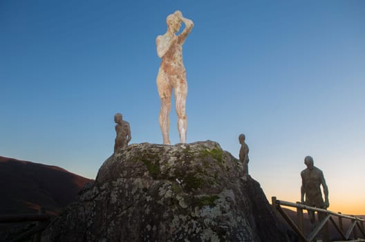 El Torno, Spain - Jan 21st, 2024: Mirador de la Memoria. El Torno, Caceres, Jerte valley viewpoint. Sculpted by Francisco Cedenilla Carrasco, 2009