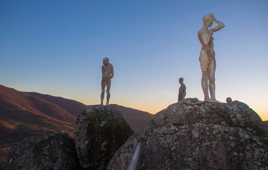 El Torno, Spain - Jan 21st, 2024: Mirador de la Memoria. El Torno, Caceres, Jerte valley viewpoint. Sculpted by Francisco Cedenilla Carrasco, 2009