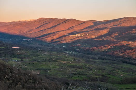 Valdastillas view from Mirador de la Memoria viewpoint. El Torno, Caceres, Spain